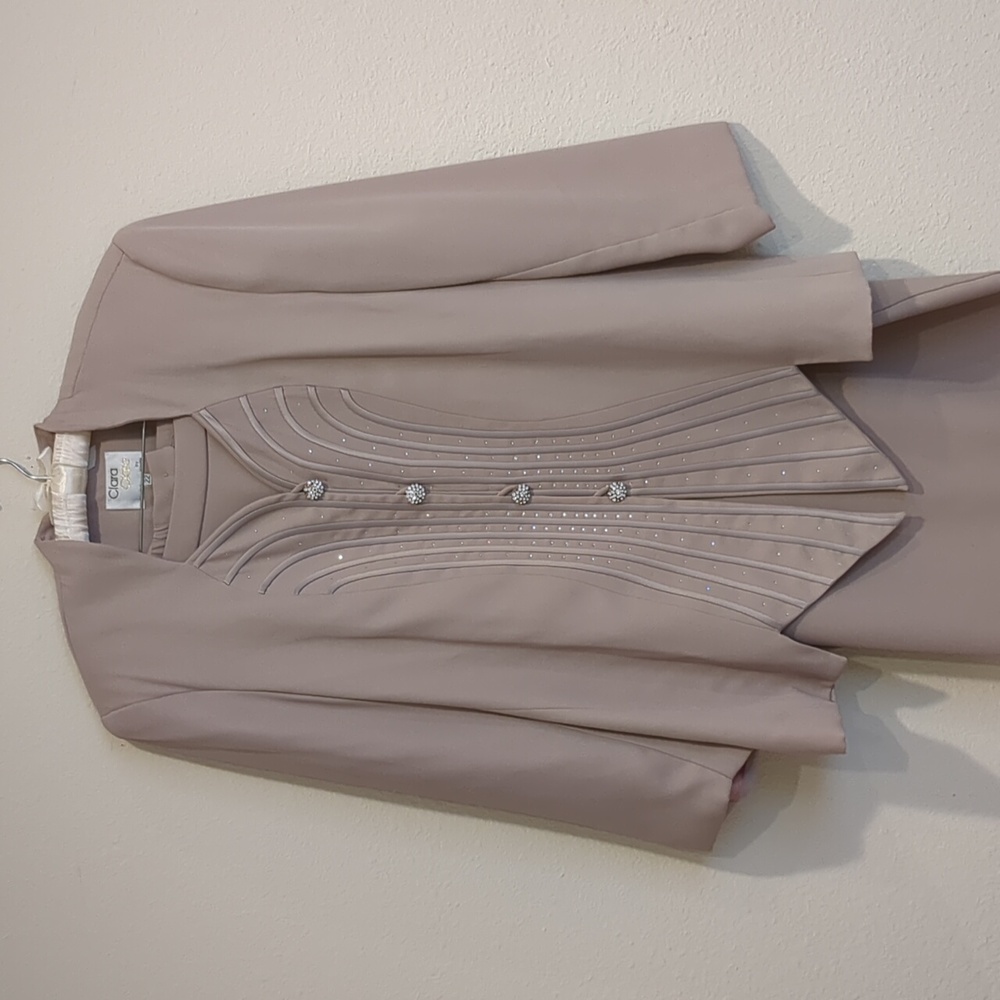 Clara Clara By Vinette Tan Skirt Suit Church Party Size 22